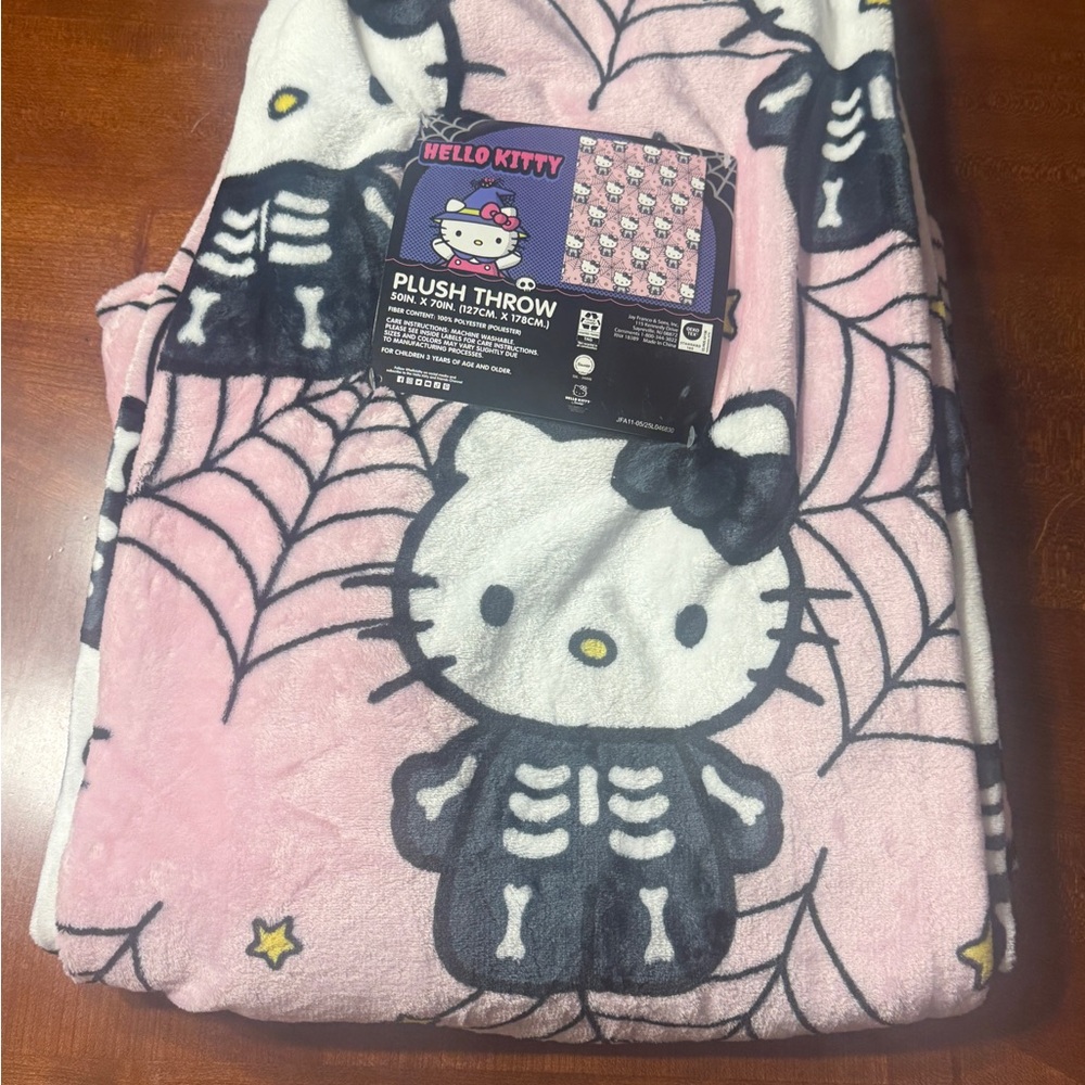 Hello Kitty Pink and Black Plush Throw
